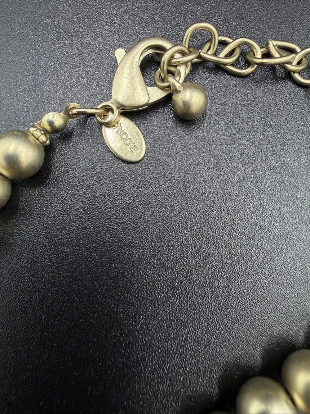 Chico's Long Beaded Necklace in Cream, Beige & Silver